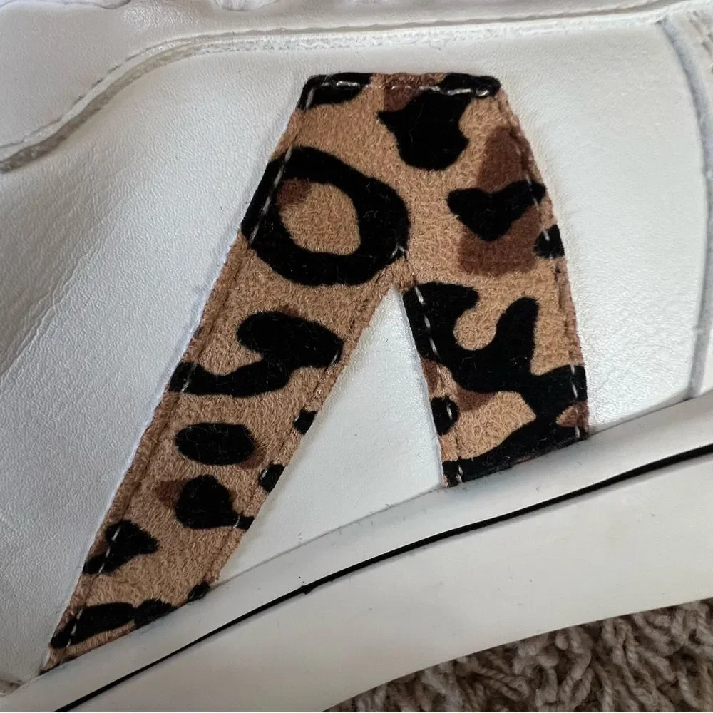 MIA Alisa NEW White Leopard Print Accent Skate Athleisure Sneakers SZ 8.5
